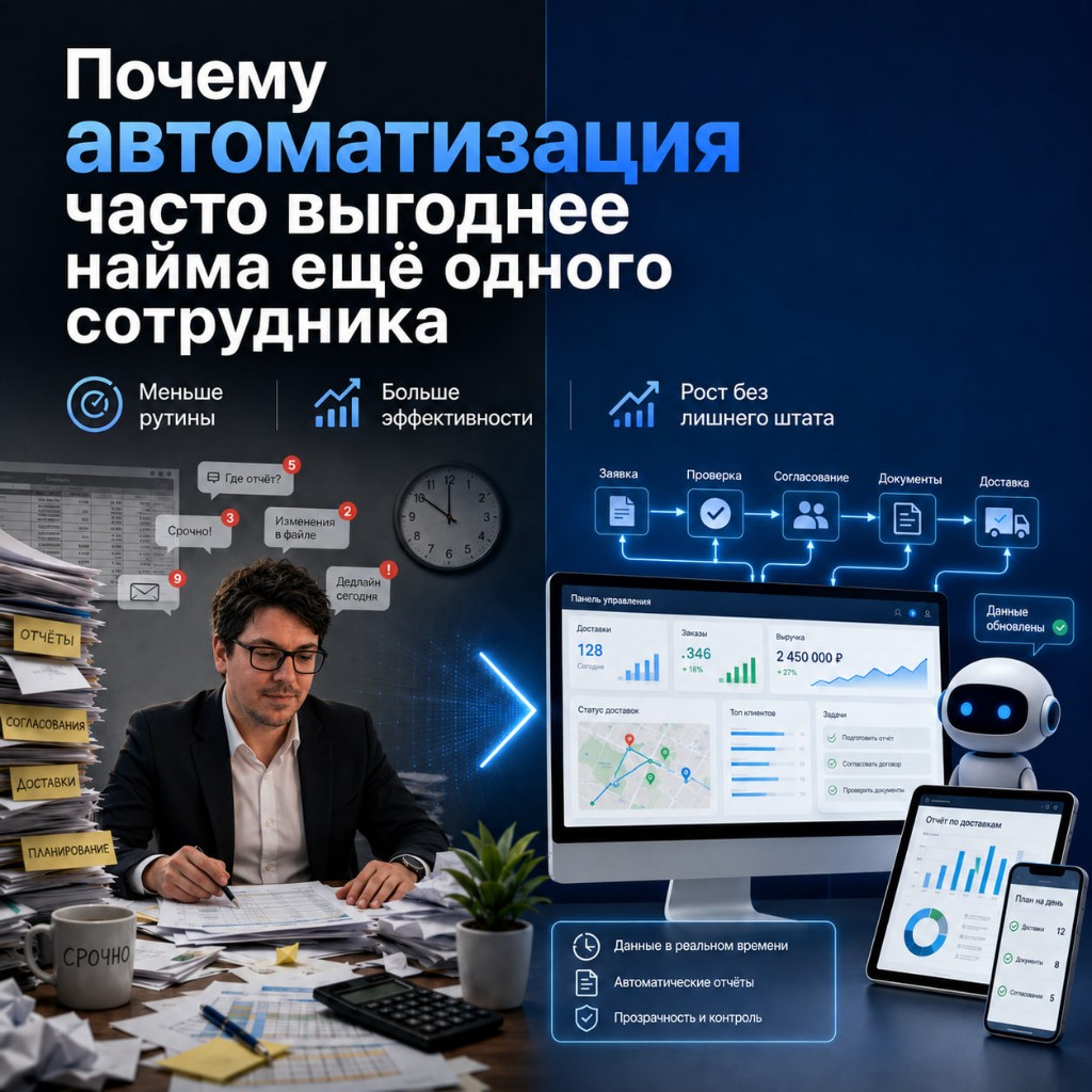 Сравнение: ручная рутина в таблицах и чатах против автоматизации через CRM и ERP